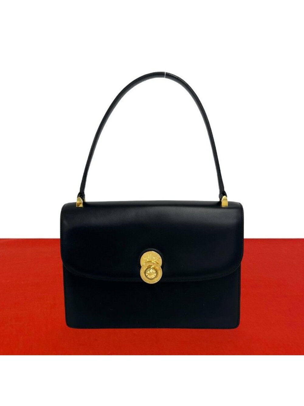 Celine Vintage Star Ball Logo Leather Handbag Mini Tote Black
